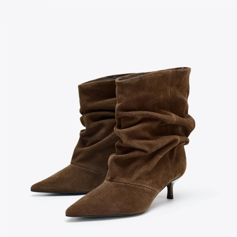 Vintage Zipper - Women Pile Up Ankle Boots 2026