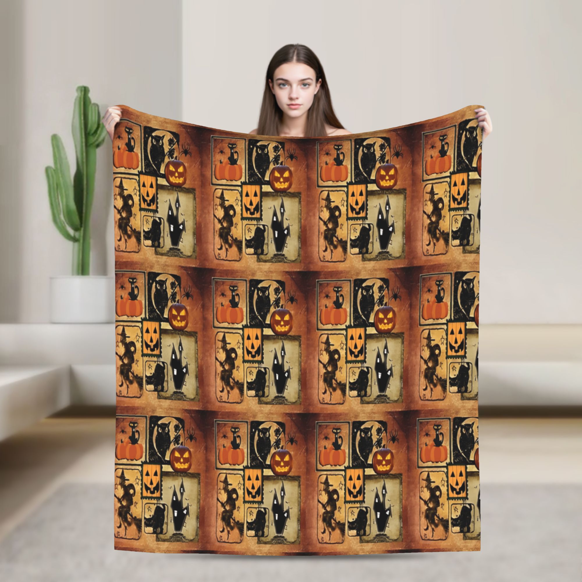 Vintage Fashion Collage - Vintage Collage Halloween Blanket Quality Super