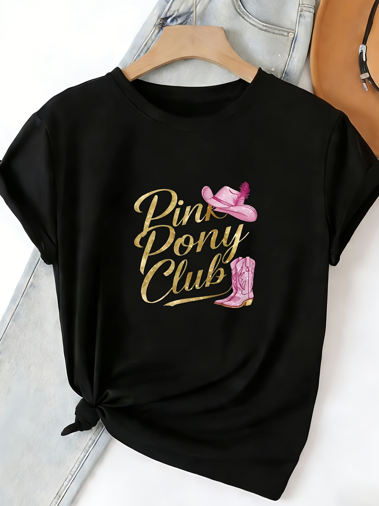 Vintage Fashion Club - Women Black Crew Neck Short Sleeve