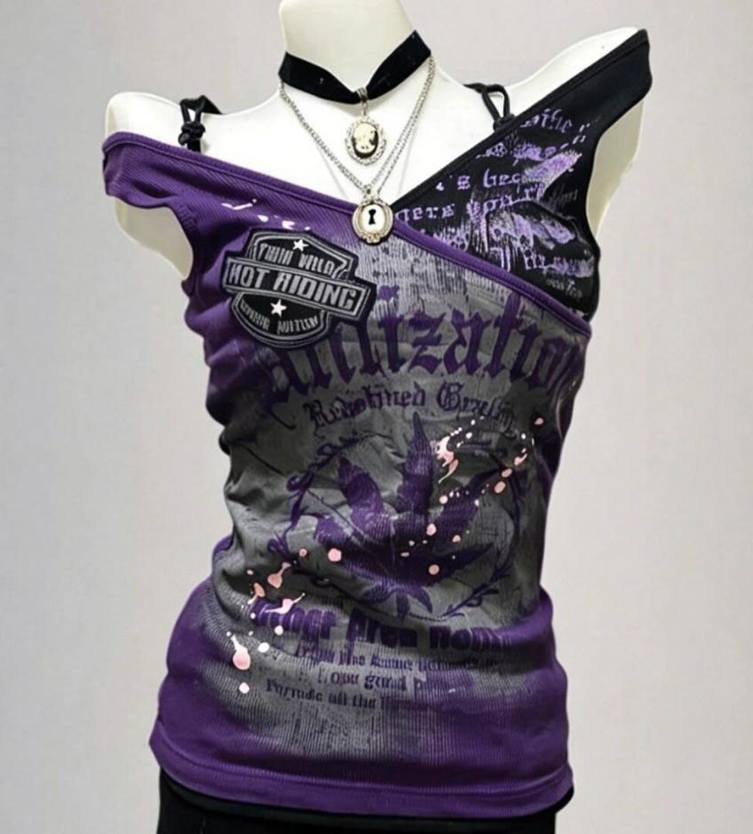 Gothic T Shirts Y2k Letter Gra - огляд і ціна Vintage Fashion Subculture