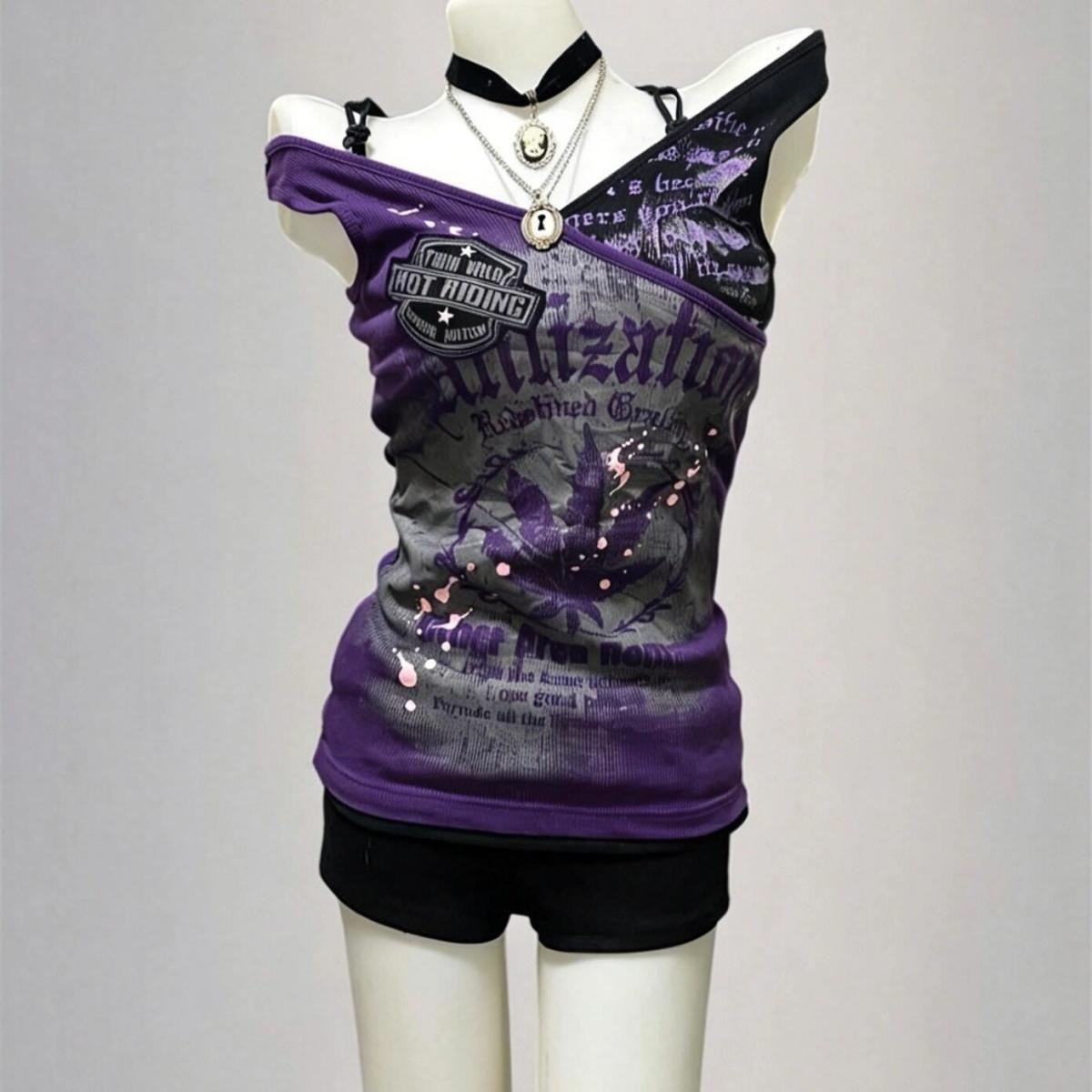 Gothic T Shirts Y2k Letter Gra - огляд і ціна Vintage Fashion Subculture