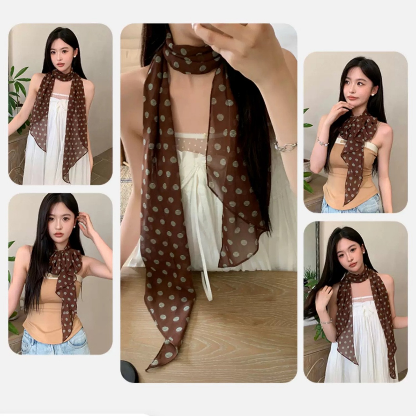 Vintage Polka Dot Chiffon Scar - огляд і ціна Vintage Fashion Ai