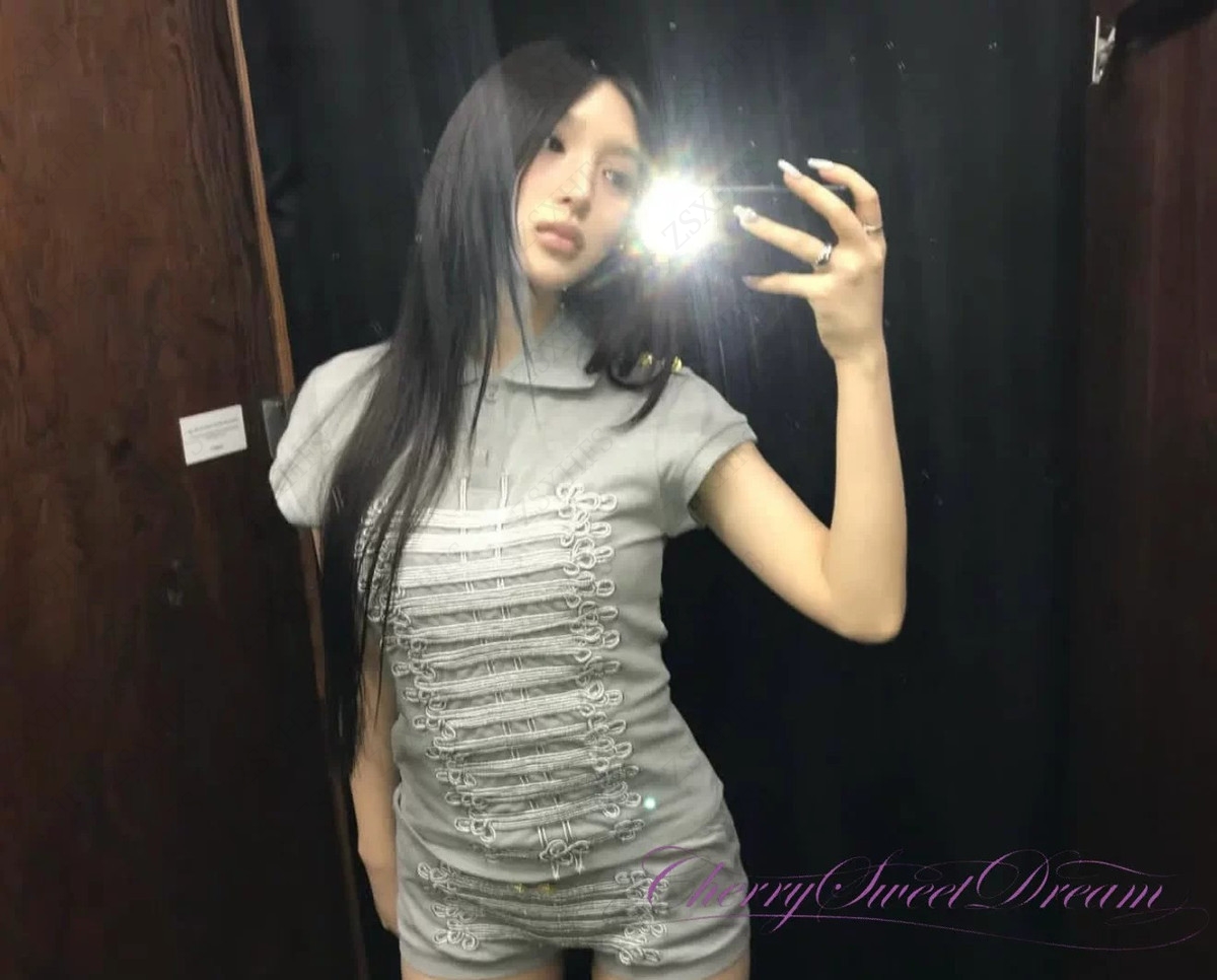 Gray 3D Embroidered Polo Shirt - огляд і ціна Vintage Fashion Subculture