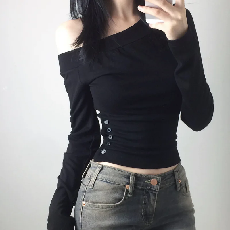 Y2K Vintage Pleated Button T-S - огляд і ціна Vintage Fashion Streetwear