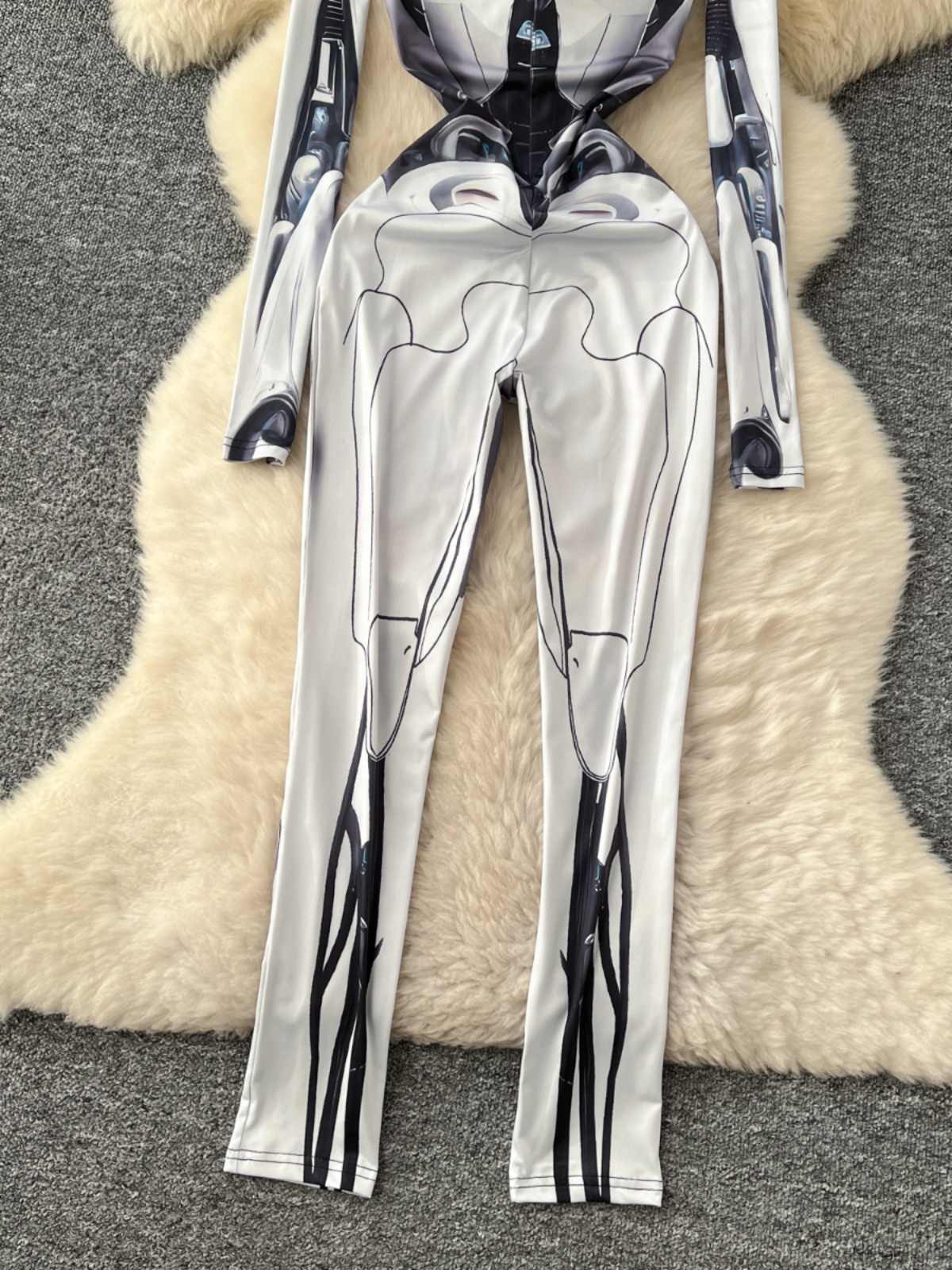 Women's Grey Print Jumpsuits V - огляд і ціна Vintage Fashion Club
