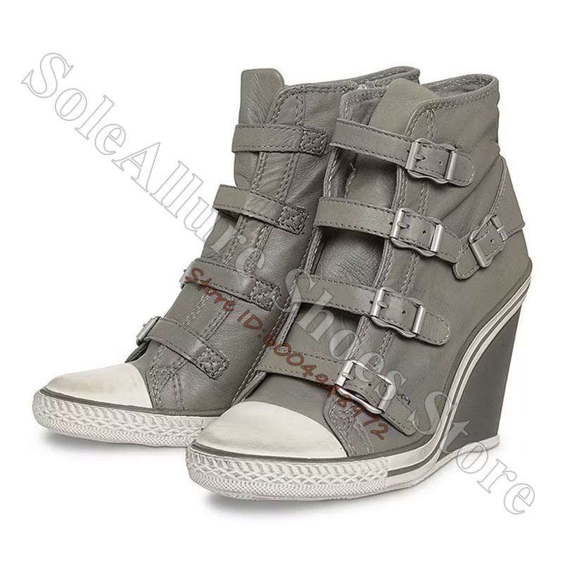 Grey Multi Buckle High Top Wed - огляд і ціна Vintage Zipper