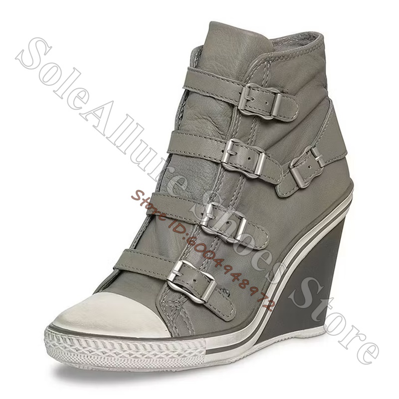 Grey Multi Buckle High Top Wed - огляд і ціна Vintage Zipper